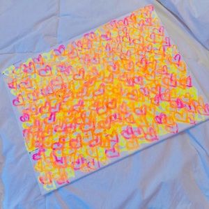 Oil pastel heart graffiti canvas